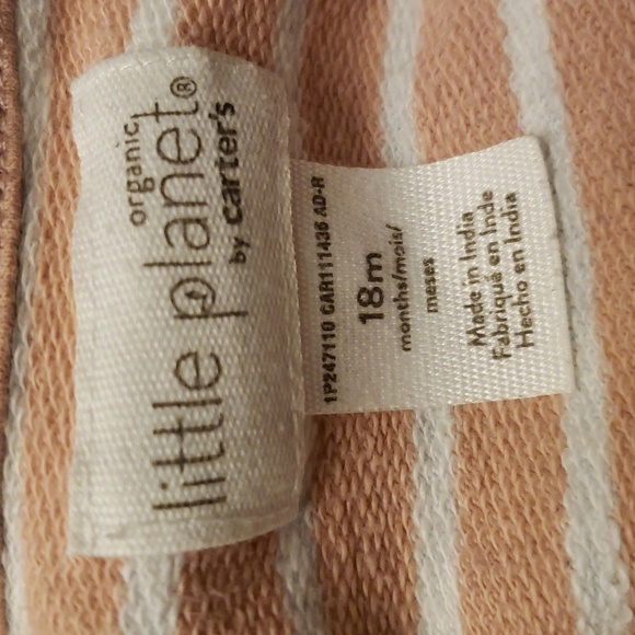 Organic Little Planet By Carter's Striped Sleeveless Baby Girl Romper Size 18m - Picture 11 of 12